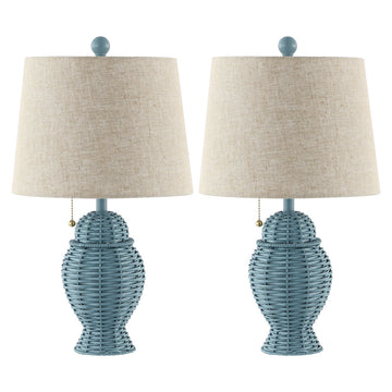Margie Wicker 20.5" Bohemian Rustic Iron LED Table Lamp - JONATHAN Y